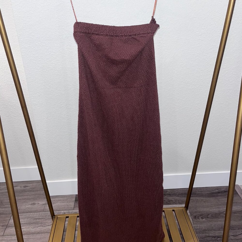 Free People Beach Brown Rio Strapless Sweater Tube Dress Maxi